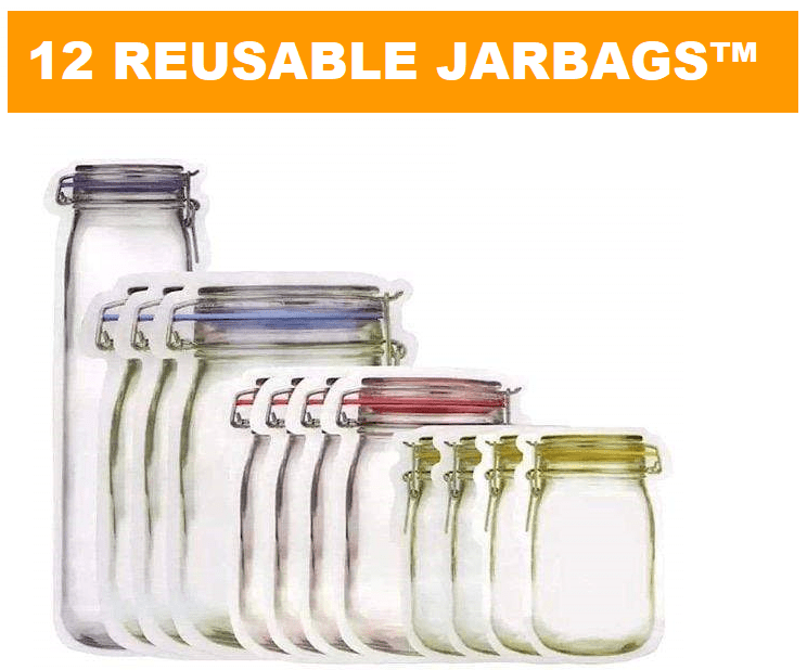 Storage Bags (Set of 12) JARBAGS™ Premium Reusable Mason Jar Bags 12pcs - DiyosWorld