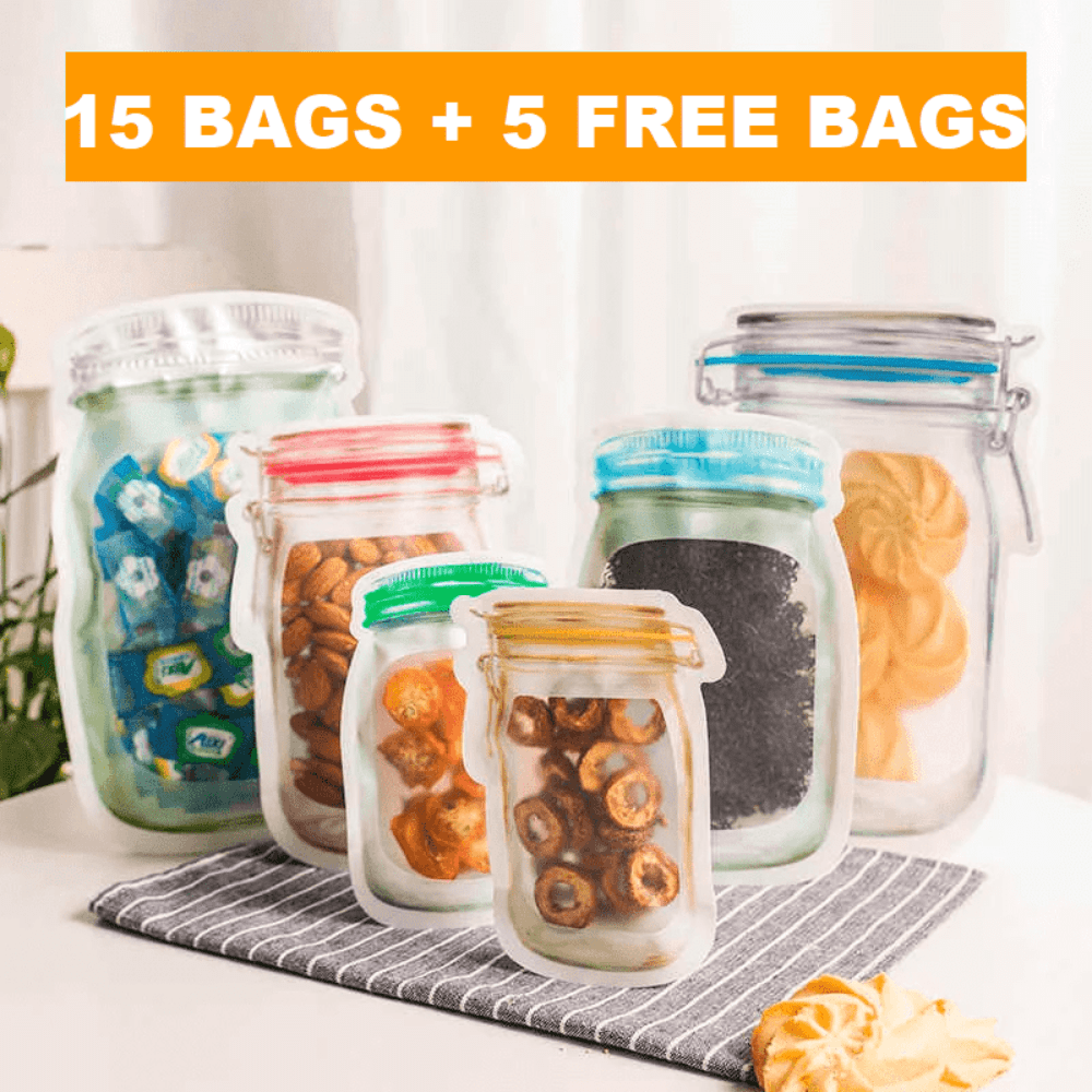 Storage Bags (Set of 15 + 5 FREE) JARBAGS™ Premium Reusable Mason Jar Bags 15PCS + 5 FREE PCS - DiyosWorld