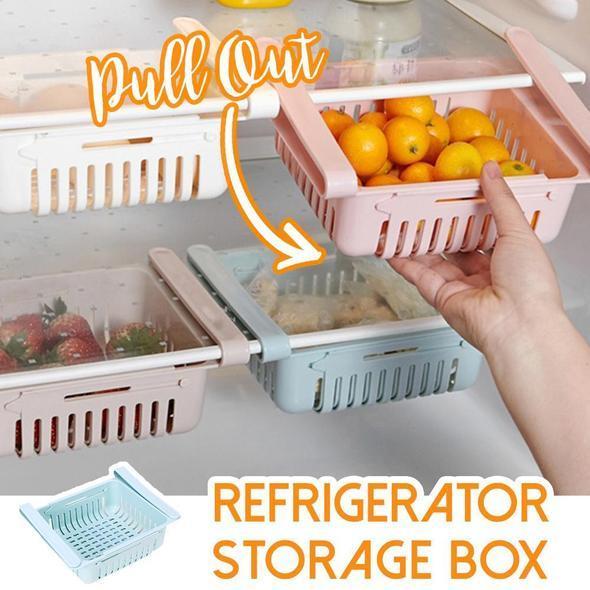 Storage Boxes & Bins [ SET OF 2 PIECES] Adjustable Pull-Out Drawer Organizer Refrigerator/Home 2 PIECES - Pink - DiyosWorld