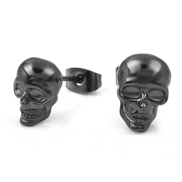 Stud Earrings Punk Skull Unisex Earrings Black - DiyosWorld