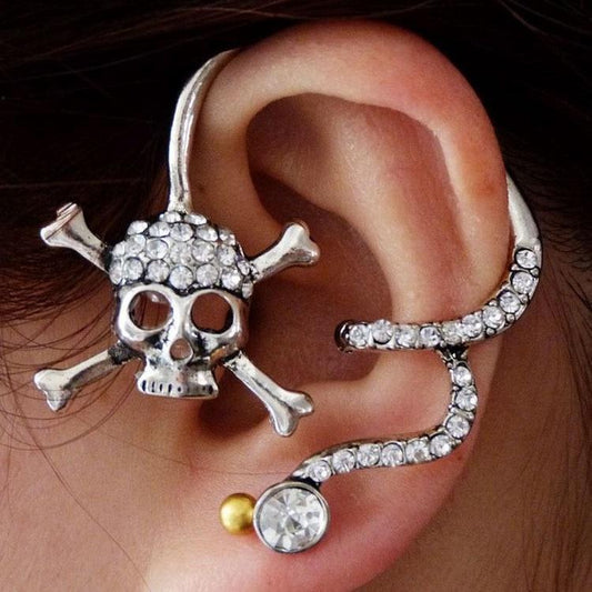 Stud Earrings Crystal Skull Ear Cuff Earrings - DiyosWorld
