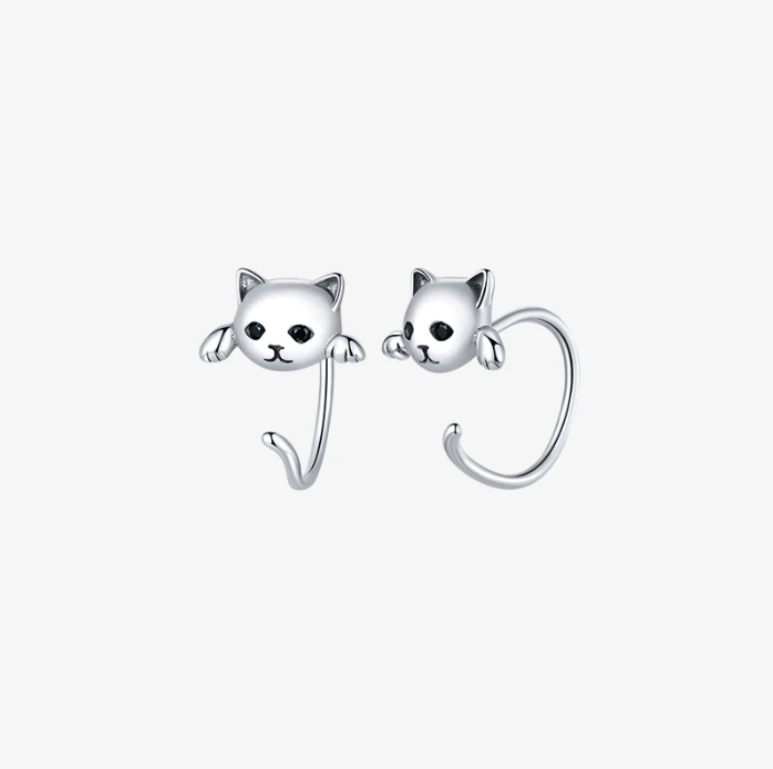 Stud Earrings DIYOS™ Sterling Silver Cat Earrings - DiyosWorld