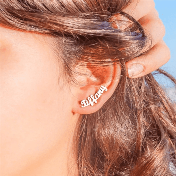 Stud Earrings Pair of Custom Name Earrings - DiyosWorld
