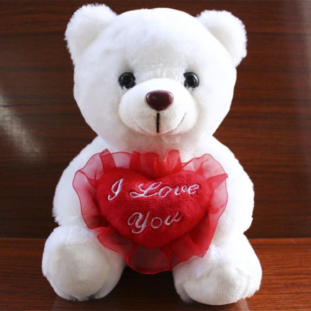 Stuffed & Plush Animals TALKING TEDDY™ Luminous Soft Bear Only Recording / White With Heart - DiyosWorld