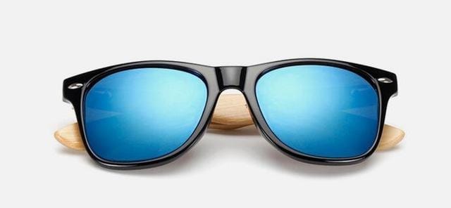 Sunglasses Luxury Retro Hippy Wooden Sunglasses black blue mercury - DiyosWorld