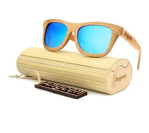 Sunglasses Bamboo Hanndmade Retro Vintage Wooden Sunglasses Blue - DiyosWorld