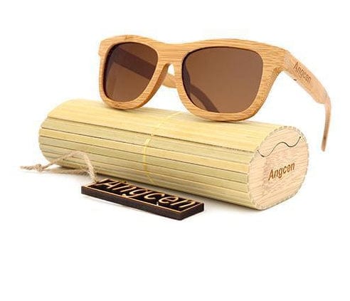 Sunglasses Bamboo Hanndmade Retro Vintage Wooden Sunglasses Brown - DiyosWorld