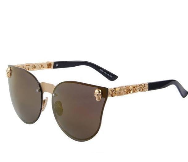 Sunglasses Gothic Skull Frame UV400 Sunglasses Brown - DiyosWorld