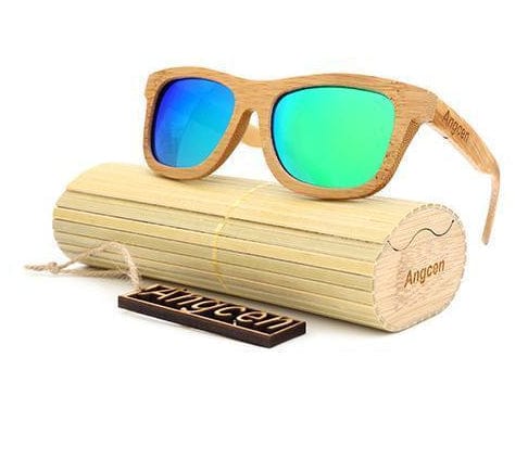 Sunglasses Bamboo Hanndmade Retro Vintage Wooden Sunglasses Green - DiyosWorld