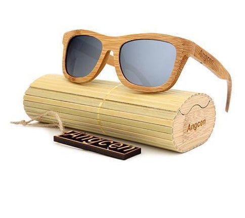 Sunglasses Bamboo Hanndmade Retro Vintage Wooden Sunglasses Silver - DiyosWorld
