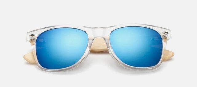 Sunglasses Luxury Retro Hippy Wooden Sunglasses Transparent blue - DiyosWorld