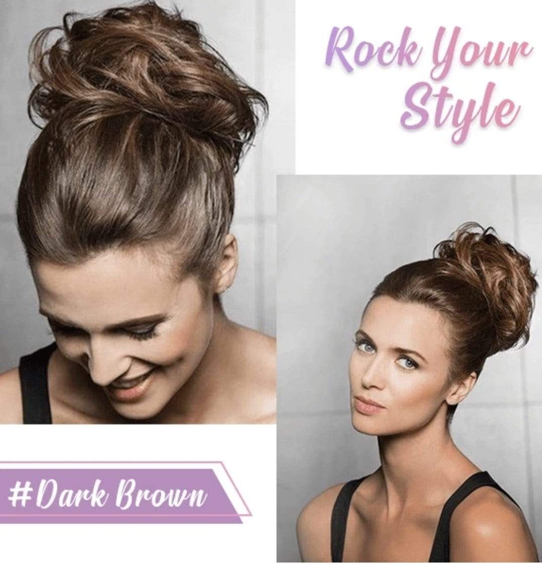 Synthetic Chignon EasyWear™ Stylish Hair Scrunchies Dark Brown - DiyosWorld