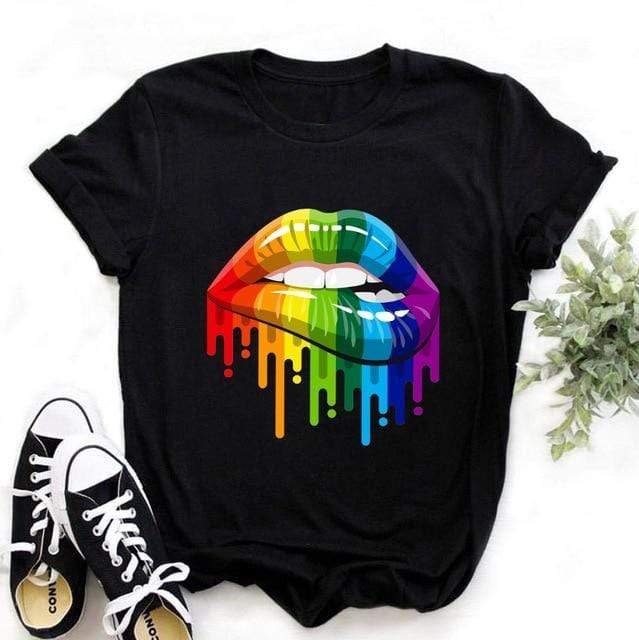 T-Shirts DIYOS™ Designer T-Shirt Black-Rainbow / S - DiyosWorld