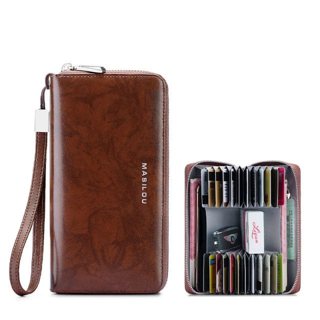 Wallets Unisex Anti theft-Card Multi-compartment Wallet Brown - DiyosWorld