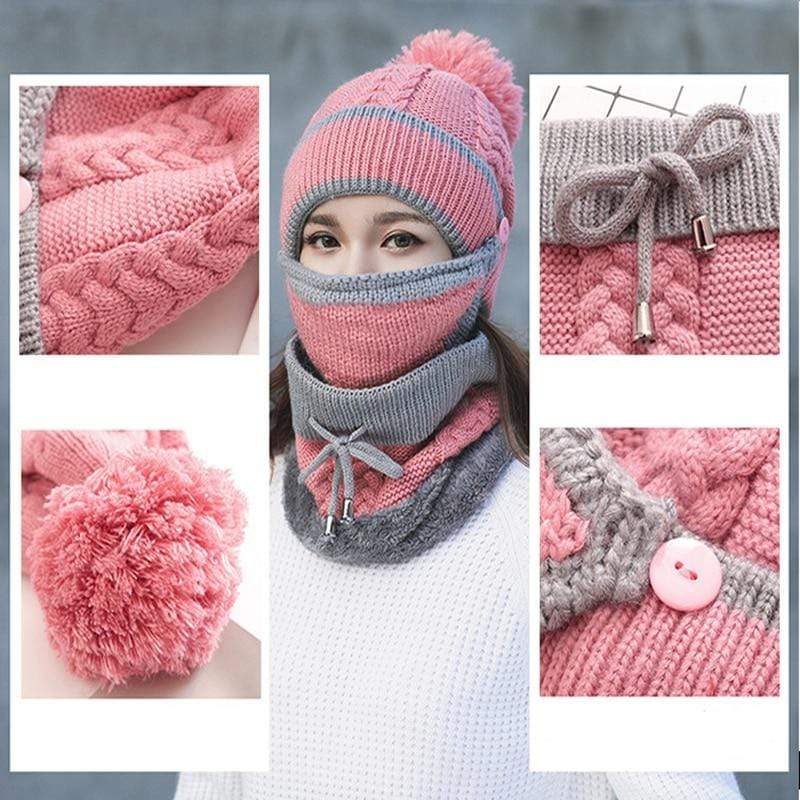 Women's Skullies & Beanies Knitted Winter Set (Mask, Hat, Scarf) - DiyosWorld