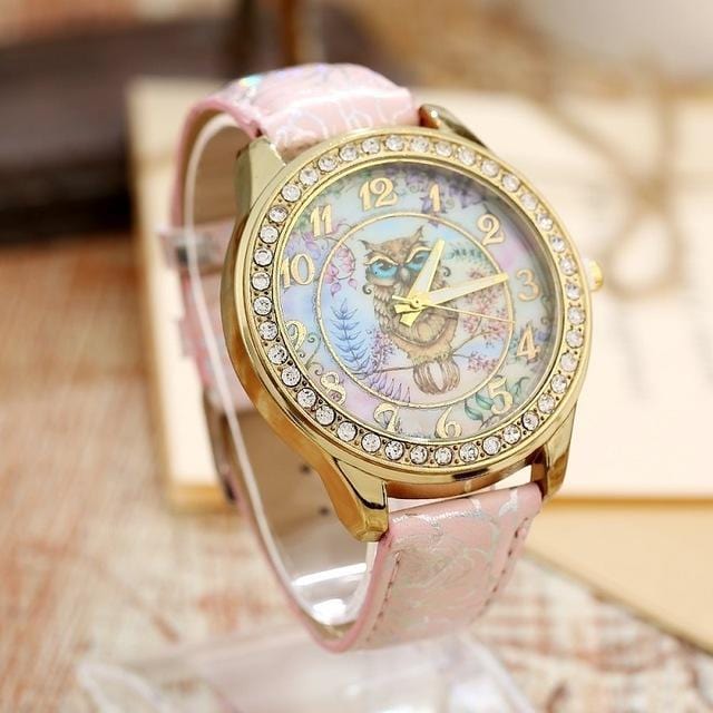 Women's Watches Super Cute Owl Design Watch Pink - DiyosWorld