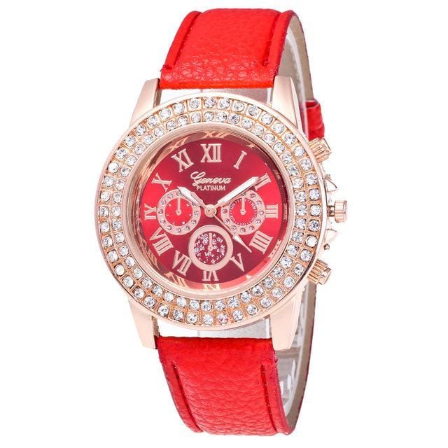 Women's Watches Luxury Rhinestone Crystal Watch Red - DiyosWorld