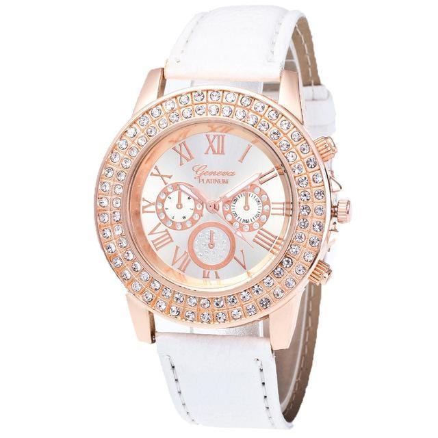 Women's Watches Luxury Rhinestone Crystal Watch White - DiyosWorld